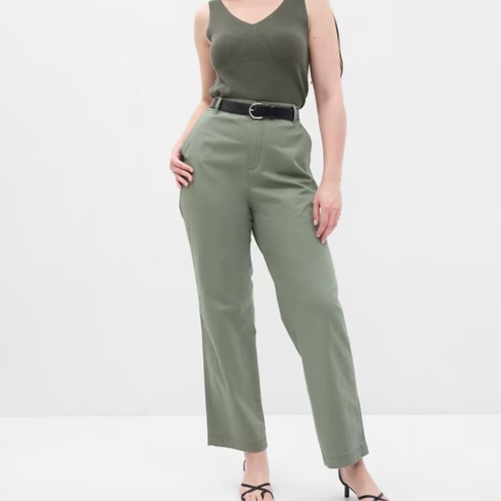 GAP High Rise Green Girlfriend Khakis/NWT/18